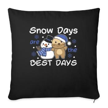 Otter Snow Days sont les meilleurs jours Schneemann - Housse de coussin décorative 45 x 45 cm - noir - Devant