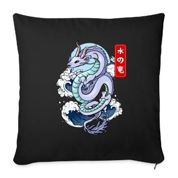 Japanese Water Dragon Elemental Myth - Sofa pillowcase 17,3'' x 17,3'' (45 x 45 cm) - black - Front