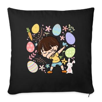 Dabbing Boy Colorful Eggs Easter Costume Holida - Sofa pillowcase 17,3'' x 17,3'' (45 x 45 cm) - black - Front