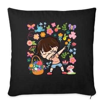 Dabbing Boy Hippie Bouquet Basket Spring - Sofa pillowcase 17,3'' x 17,3'' (45 x 45 cm) - black - Front