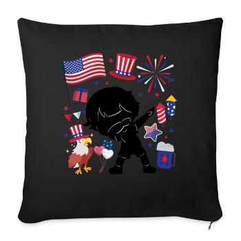 Silhouette Boy July 4 Independence Day - Sofa pillowcase 17,3'' x 17,3'' (45 x 45 cm) - black - Front