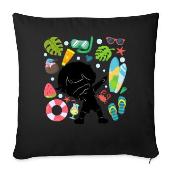 Silhouette Dabbing Boy Summer Time Beach Style - Sofa pillowcase 17,3'' x 17,3'' (45 x 45 cm) - black - Front