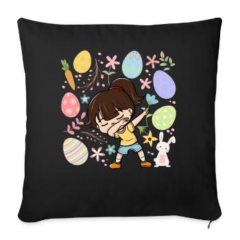 Dabbing Girl Colorful Eggs Easter Costume Holiday - Sofa pillowcase 17,3'' x 17,3'' (45 x 45 cm) - black - Front