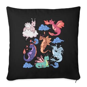 Flight of Dragons Cute Elemental Mythical - Sofa pillowcase 17,3'' x 17,3'' (45 x 45 cm) - black - Front