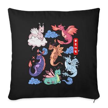 Flight of Dragons Cute Elemental Mythical - Sofa pillowcase 17,3'' x 17,3'' (45 x 45 cm) - black - Front