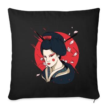 Nippon Sun Sakura Tokyo Japan Japanische Geisha - Sofakissenbezug 45 x 45 cm - Schwarz - Vorne