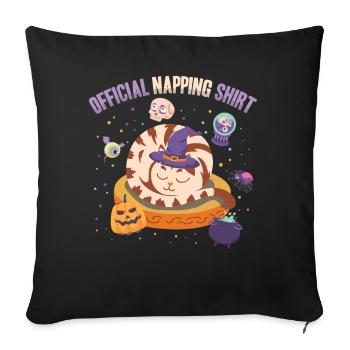 Official Napping Shirt Sleepy Holiday Cat - Sofa pillowcase 17,3'' x 17,3'' (45 x 45 cm) - black - Front