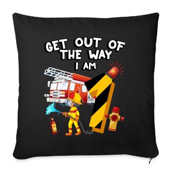 Pompiers pompiers J’ai 1 an, - Housse de coussin décorative 45 x 45 cm - noir - Devant