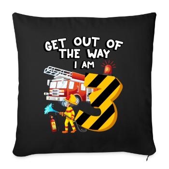 Camion de pompiers Lutte contre l’incendie J’ai 3 ans - Housse de coussin décorative 45 x 45 cm - noir - Devant
