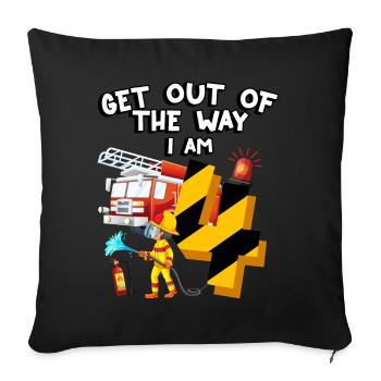 Pompiers pompiers J’ai 4 ans - Housse de coussin décorative 45 x 45 cm - noir - Devant