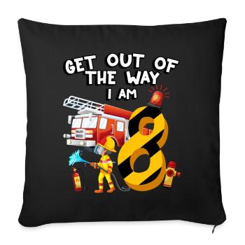Fire engine firefighting I am 8 years old - Sofa pillowcase 17,3'' x 17,3'' (45 x 45 cm) - black - Front