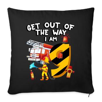 Pompiers pompiers J’ai 9 ans - Housse de coussin décorative 45 x 45 cm - noir - Devant
