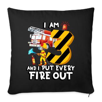 Pompiers pompiers J’ai 3 ans - Housse de coussin décorative 45 x 45 cm - noir - Devant