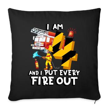 Pompiers pompiers J’ai 4 ans - Housse de coussin décorative 45 x 45 cm - noir - Devant