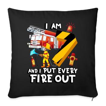 Pompier Pompiers J’ai 7 ans - Housse de coussin décorative 45 x 45 cm - noir - Devant
