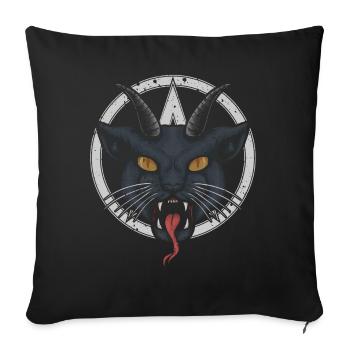 Demonic Horned Cat, Creepy - Sofa pillowcase 17,3'' x 17,3'' (45 x 45 cm) - black - Front