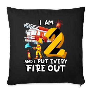 Pompiers pompiers J’ai 2 ans - Housse de coussin décorative 45 x 45 cm - noir - Devant