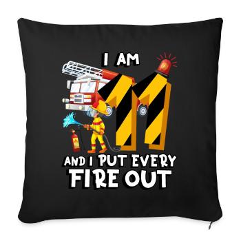 Pompier Pompiers J’ai 11 ans - Housse de coussin décorative 45 x 45 cm - noir - Devant