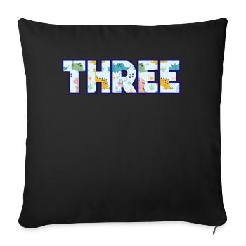 Trois ans de dinosaures colorés 3ème anniversaire - Housse de coussin décorative 45 x 45 cm - noir - Devant