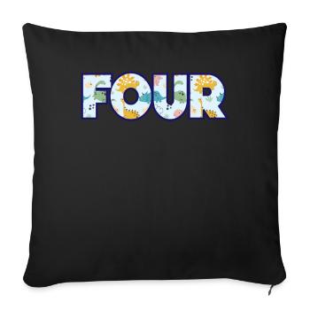 Four Years Colorful Dinosaur Flock 4th Birthday - Sofa pillowcase 17,3'' x 17,3'' (45 x 45 cm) - black - Front