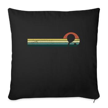 Tennis de Table Vintage Tennis de Table Batte Revers - Housse de coussin décorative 45 x 45 cm - noir - Devant