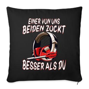 Der Controller Soll Mit Dir Sein. Videospiele - Sofakissenbezug 45 x 45 cm - Schwarz - Vorne