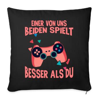 Der Controller Soll Mit Dir Sein. Videospiele - Sofakissenbezug 45 x 45 cm - Schwarz - Vorne