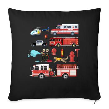 Pompier Pompier Pompier Sauveteur Pompier - Housse de coussin décorative 45 x 45 cm - noir - Devant