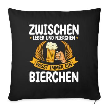 Zwischen Leber Und Nierchen Passt Immer Ein - Sofakissenbezug 45 x 45 cm - Schwarz - Vorne
