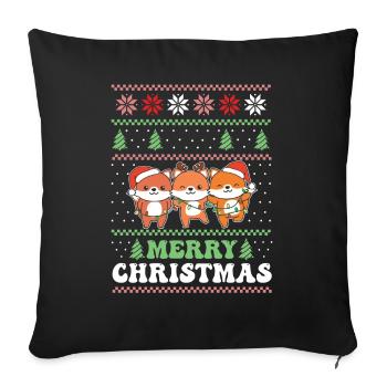 Merry Christmas retro ugly christmas fox - Sofa pillowcase 17,3'' x 17,3'' (45 x 45 cm) - black - Front