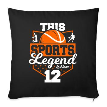 Cette légende du sport a maintenant 12 ans, match de basket-ball - Housse de coussin décorative 45 x 45 cm - noir - Devant