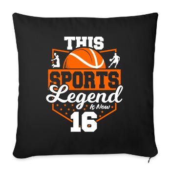 Cette légende du sport a maintenant 16 ans, jeu de basket-ball - Housse de coussin décorative 45 x 45 cm - noir - Devant