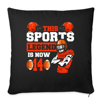 Cette légende du sport a maintenant 14 ans, match de rugby 14. - Housse de coussin décorative 45 x 45 cm - noir - Devant