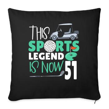 Cette légende du sport a maintenant 51 ans, jeu de golf 51. - Housse de coussin décorative 45 x 45 cm - noir - Devant