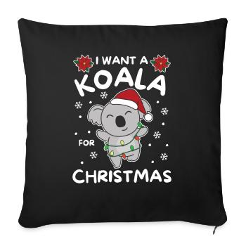 Je veux un koala pour Noël koalas mignons - Housse de coussin décorative 45 x 45 cm - noir - Devant
