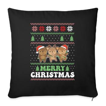 Joyeux Noël rétro moche cerf de Noël - Housse de coussin décorative 45 x 45 cm - noir - Devant