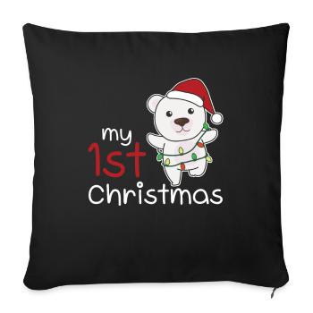 Polar Bear Christmas Polar Bears my 1st Christmas - Sofa pillowcase 17,3'' x 17,3'' (45 x 45 cm) - black - Front