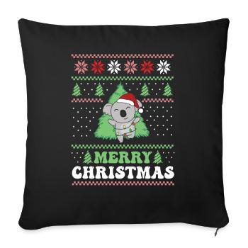 Joyeux Noël rétro moche Noël Koala - Housse de coussin décorative 45 x 45 cm - noir - Devant