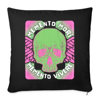 Memento Mori Memento Vivere Crâne Disant - Housse de coussin décorative 45 x 45 cm - noir - Devant