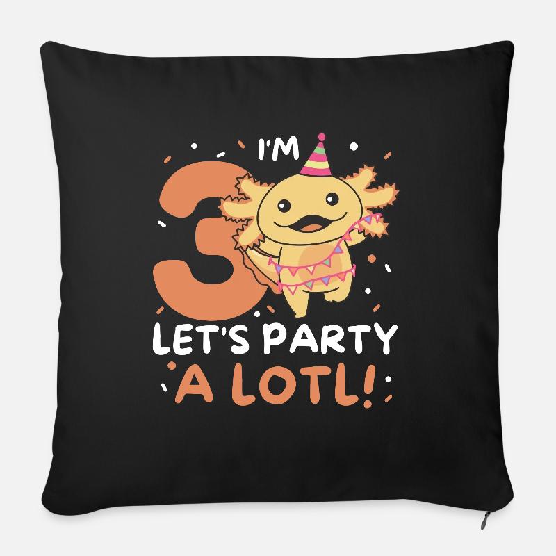 3. Geburtstag Axolotl drei Jahre alt süß Axolotls - Sofakissenbezug 45 x 45 cm - Schwarz