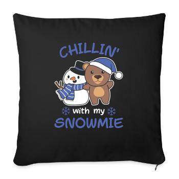 Bear Chillin with my snowmie snowman - Sofa pillowcase 17,3'' x 17,3'' (45 x 45 cm) - black - Front