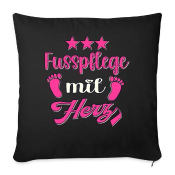 Fusspflege mit Herz Fuss Füsse Fusspflegerin - Sofakissenbezug 45 x 45 cm - Schwarz - Vorne