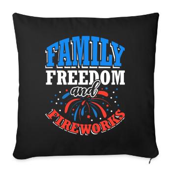 Family Freedom and Fireworks 4th of July - Sofa pillowcase 17,3'' x 17,3'' (45 x 45 cm) - black - Front