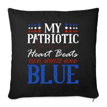 My patriotic heart beats red-white-blue - Sofa pillowcase 17,3'' x 17,3'' (45 x 45 cm) - black - Front