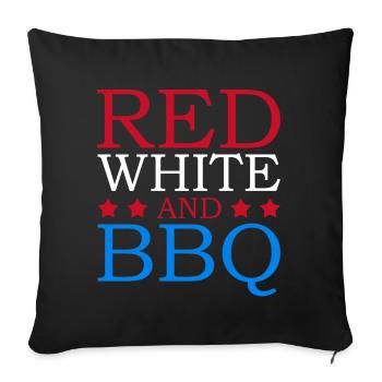 Red White and bbq July 4 Independence Day - Sofa pillowcase 17,3'' x 17,3'' (45 x 45 cm) - black - Front