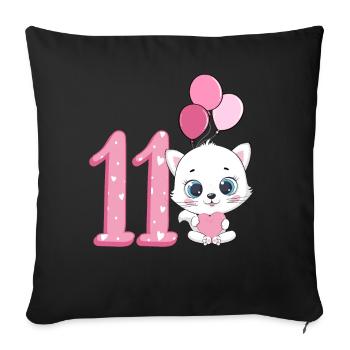 11th birthday kitten | Cat Birthday Shirt - Sofa pillowcase 17,3'' x 17,3'' (45 x 45 cm) - black - Front