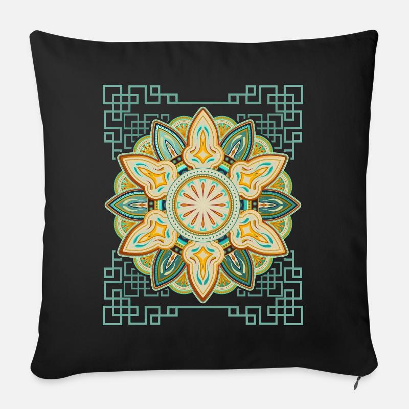 Vintage-Mandala Design 3D-Mandala - Sofakissenbezug 45 x 45 cm - Schwarz
