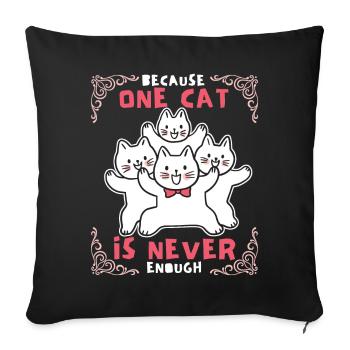 Chat, drôle de dicton, beaucoup de chats, maman chat - Housse de coussin décorative 45 x 45 cm - noir - Devant