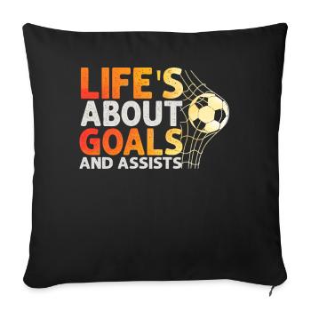 Life Is About Goals And Assists Futbol Soccer - Sofa pillowcase 17,3'' x 17,3'' (45 x 45 cm) - black - Front