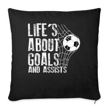 Life Is About Goals And Assists Futbol Soccer - Sofa pillowcase 17,3'' x 17,3'' (45 x 45 cm) - black - Front
